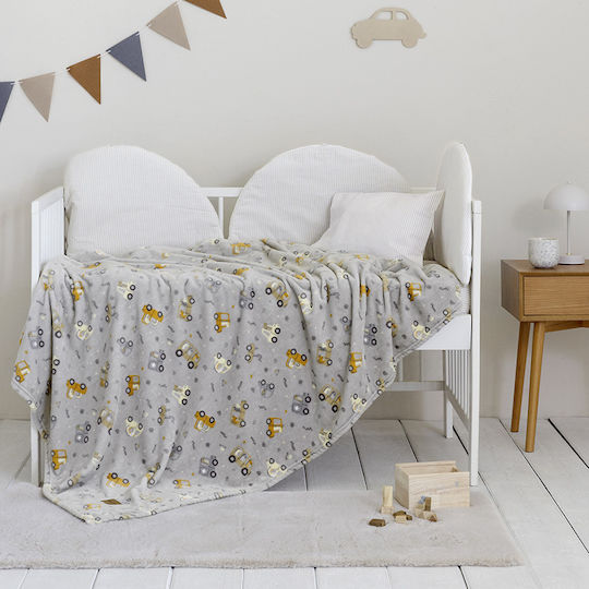 Nima Baby Blanket Cot Dino Town Fleece Grey Dino Town 110x150cm