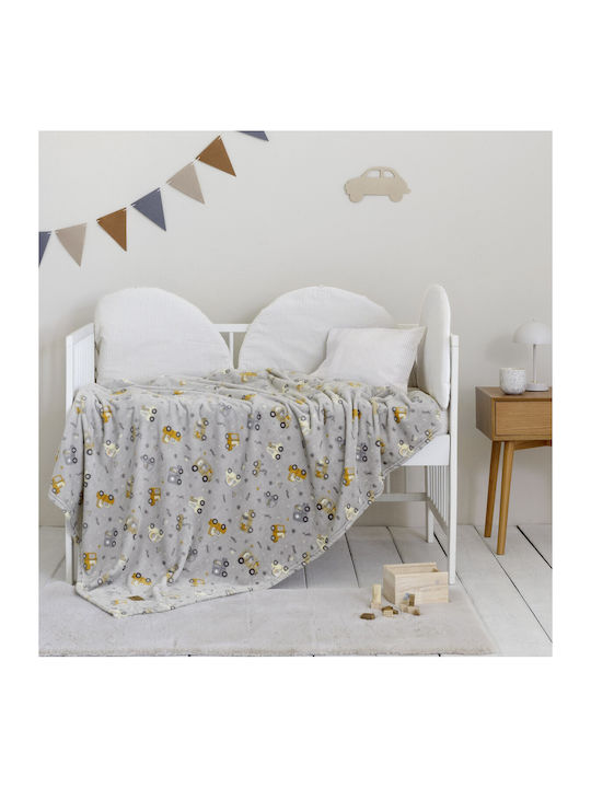 Nima Baby Blanket Cot Dino Town Fleece Grey Dino Town 110x150cm