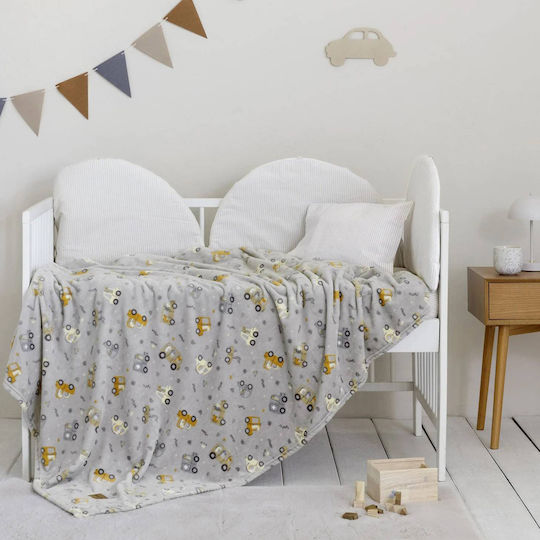 Nima Baby Blanket Cot Dino Town Fleece Grey Dino Town 110x150cm