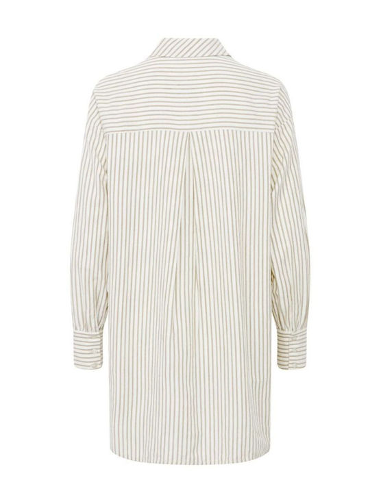 Women's Striped Long Sleeve Shirt Beige Light