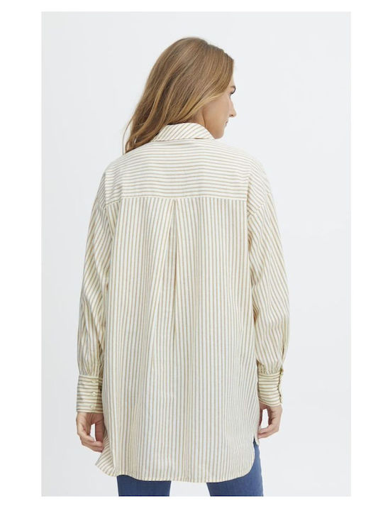 Women's Striped Long Sleeve Shirt Beige Light