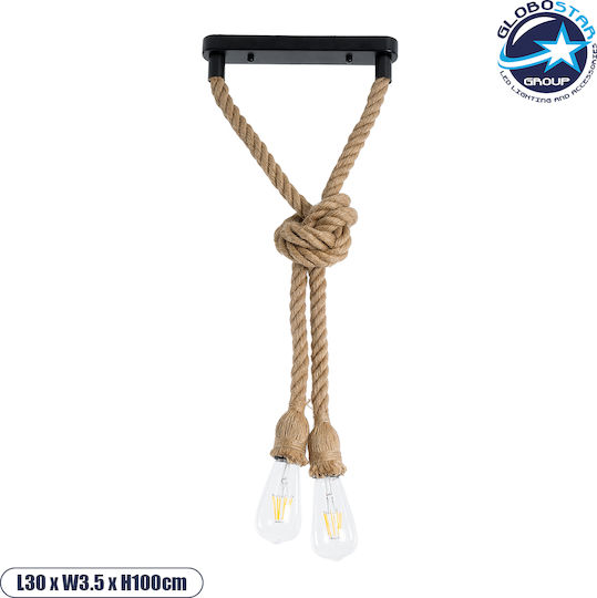 GloboStar Rope Beige Ceiling Light with Rope for E27 Socket 30x100x100cm
