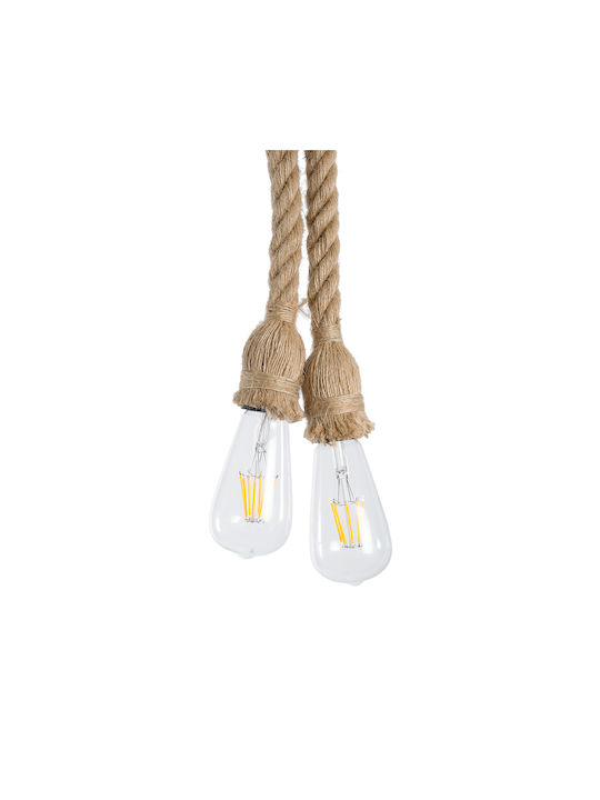 GloboStar Rope Pendant Light Beige with Rope for Socket E27 30x100cm