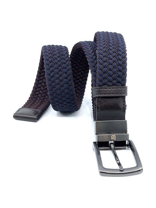 Elastic Men's Belt Leather Knitted Double Sided Brown