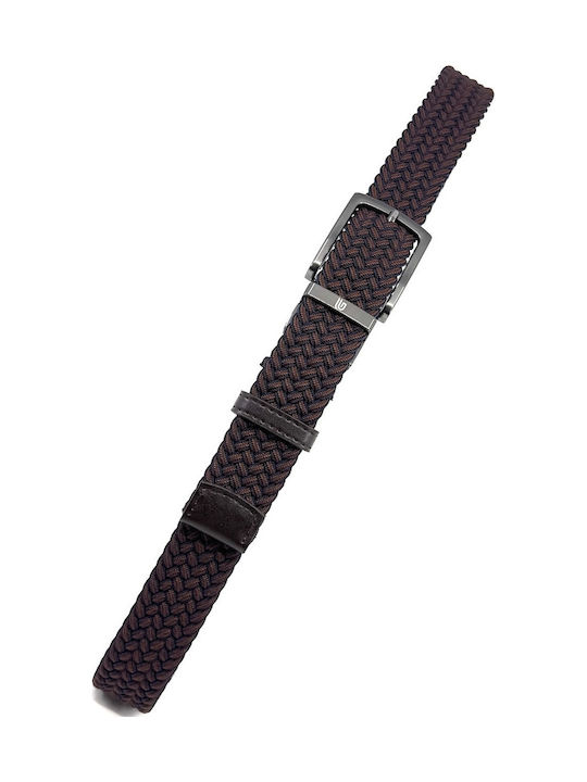 Elastic Men's Belt Leather Knitted Double Sided Brown