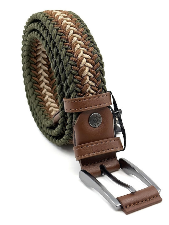 Elastic Men's Belt Leather Knitted Multicolored