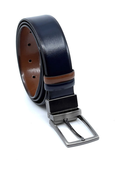 Men's Belt from Artificial Leather Double Sided Blue