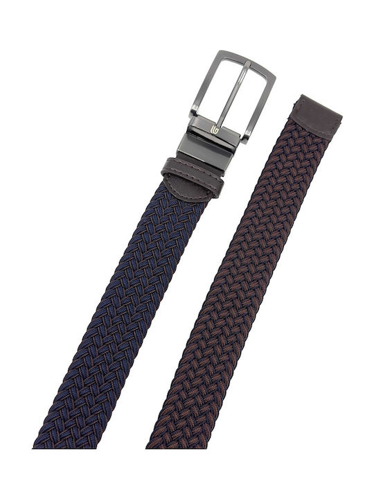 Elastic Men's Belt Leather Knitted Double Sided Brown
