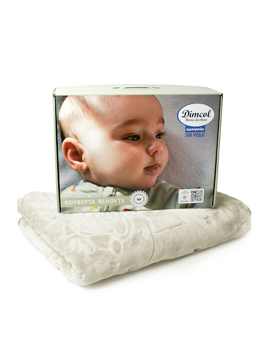 Dimcol Blanket Cot Bebe Bicycle Bear 22 Velvet Beige 110x140cm