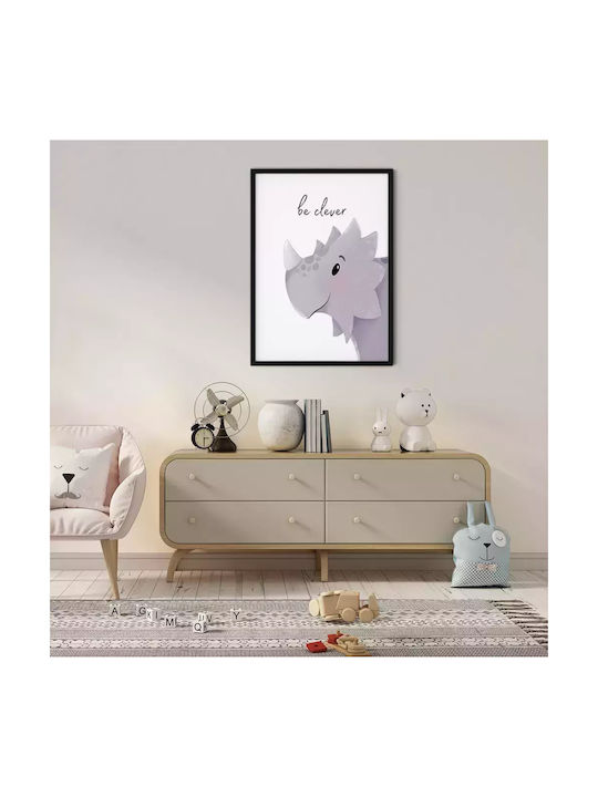 Kids Framed Wall Painting With Dinosaur Be Clever 30x40cm