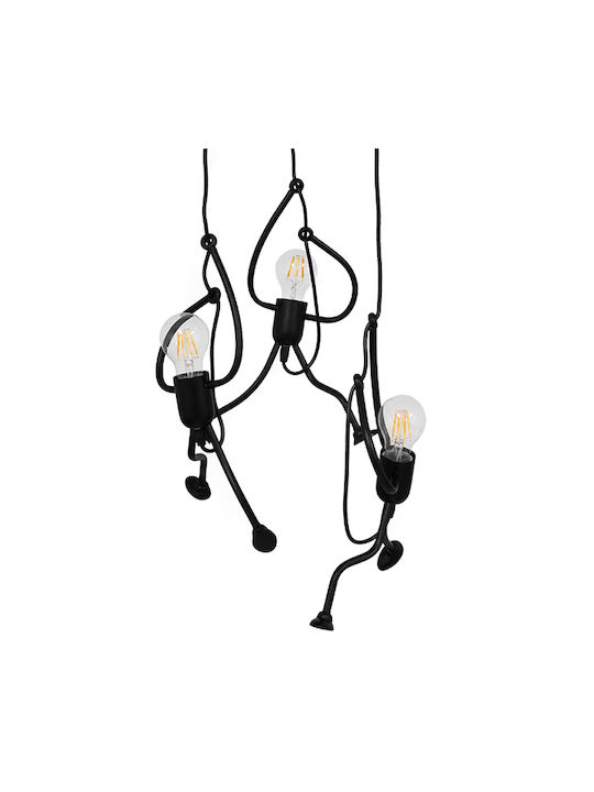 GloboStar Little Man Pendant Light Black with Socket E27 45x40cm
