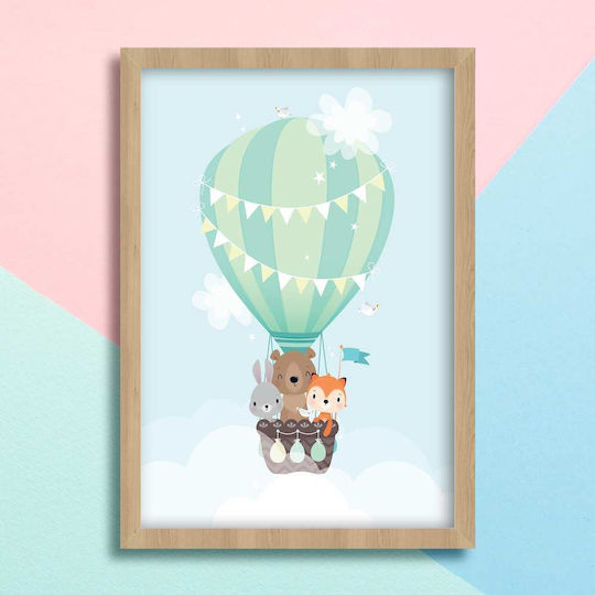 Kids Framed Wall Painting Hot air balloon 30x40cm