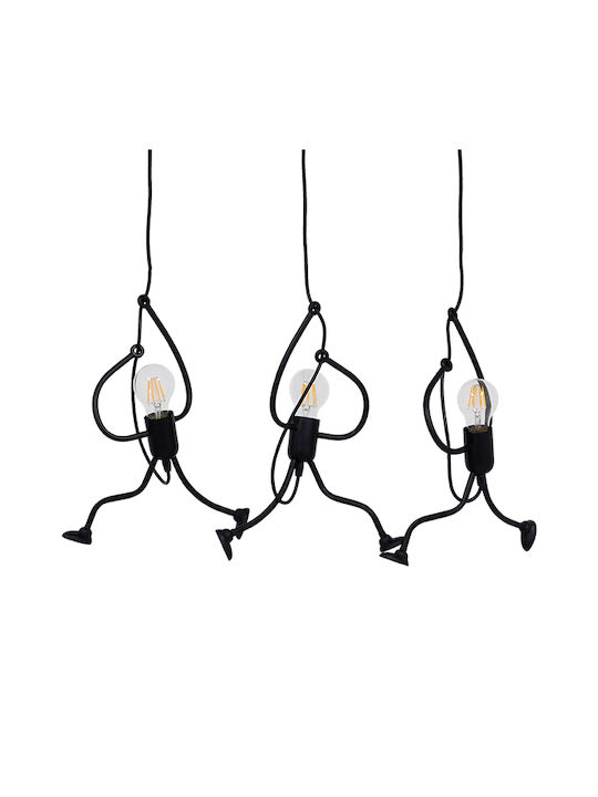 GloboStar Little Man Pendant Light Black Rail with Socket E27 70x10x105cm