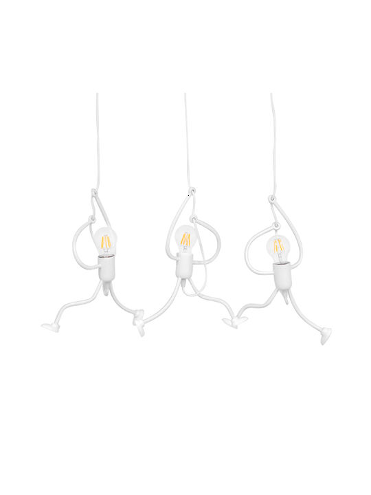 GloboStar Little Man Pendant Light White Rail with Socket E27 70x10x105cm