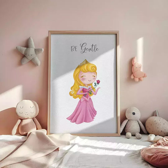 Tablou Copilăresc Prințesă cu Ramă Neagră din Lemn 21x30buc