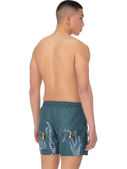 Men's Swimwear Shorts Green with Patterns