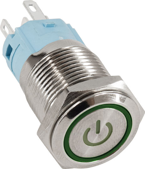 GloboStar Διακόπτης Μπουτόν 12V Με φωτισμό Πράσινο