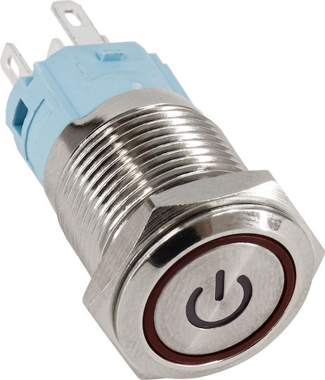 GloboStar On-Off switch Pushbutton with Lighting 12V with Angel Eye Waterproof Φ18mm IP67 Red 1pcs