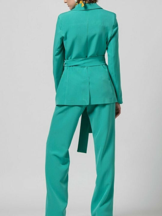 Cento Fashion Lung Blazer pentru femei Sacou Turcoaz