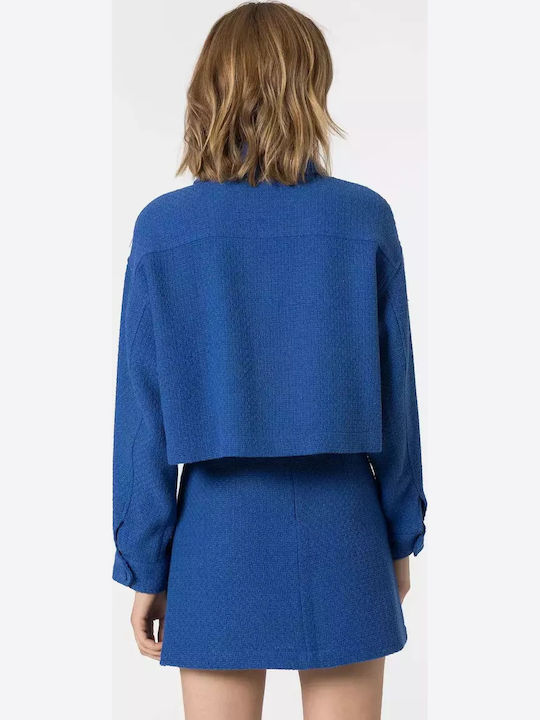 Tiffosi Scurt Blazer pentru femei Tweed Sacou Albastru