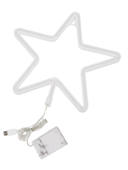 GloboStar Plastic Illuminated Christmas Decorative Pendant Star 27.5x1.5x27.5cm White