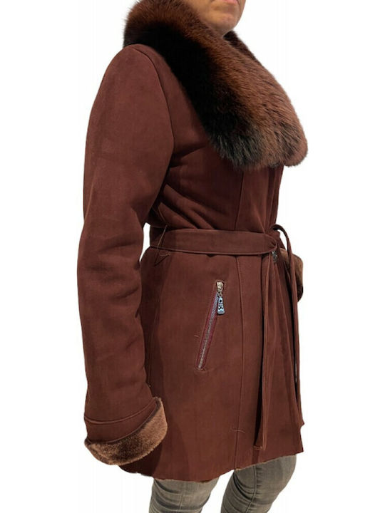Mouton Women's BORDO Coat with Fur Details