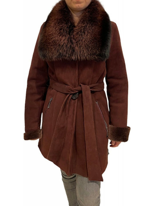 Mouton Women's BORDO Coat with Fur Details