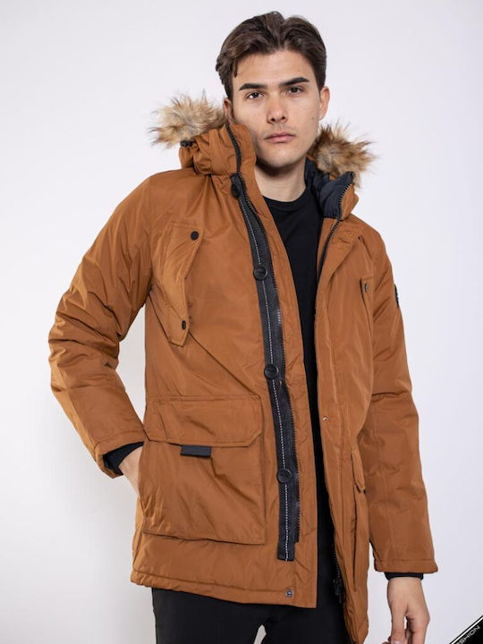 Fashion Mathios609 Χειμωνιάτικο Μπουφάν Καφέ