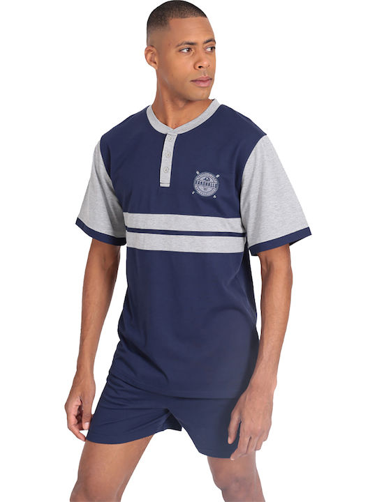 Lydia Creations Καλοκαιρινή Ανδρική Πιτζάμα Navy Μπλε