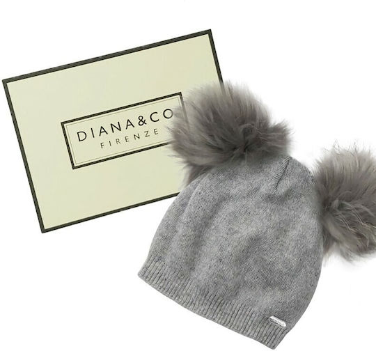 Pom Pom Beanie Frauen Beanie Gestrickt in Gray Farbe