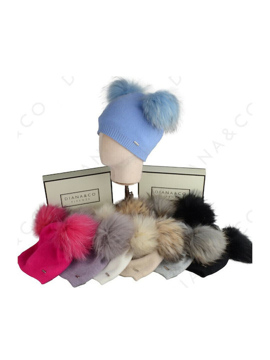 Pom Pom Beanie Γυναικείος Σκούφος Πλεκτός σε Μπεζ χρώμα