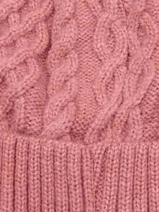 Pom Pom Beanie Frauen Beanie mit Strickmuster in Rosa Farbe