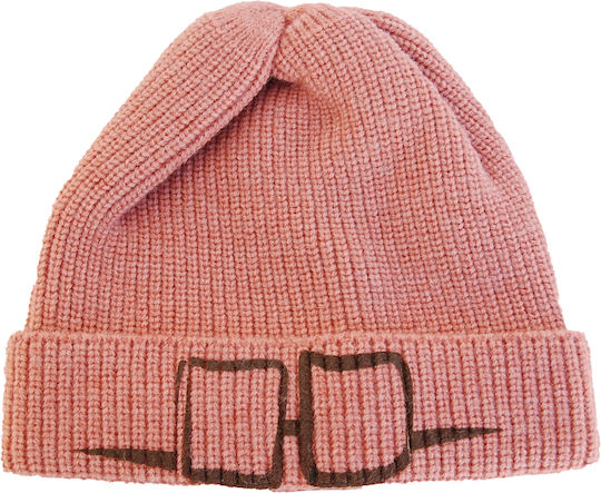 Beanie Γυναικείος Σκούφος με Rib Πλέξη σε Ροζ χρώμα