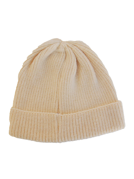 Beanie Beanie with Rib Knit in Beige color
