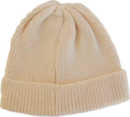Beanie Γυναικείος Σκούφος με Rib Πλέξη σε Μπεζ χρώμα