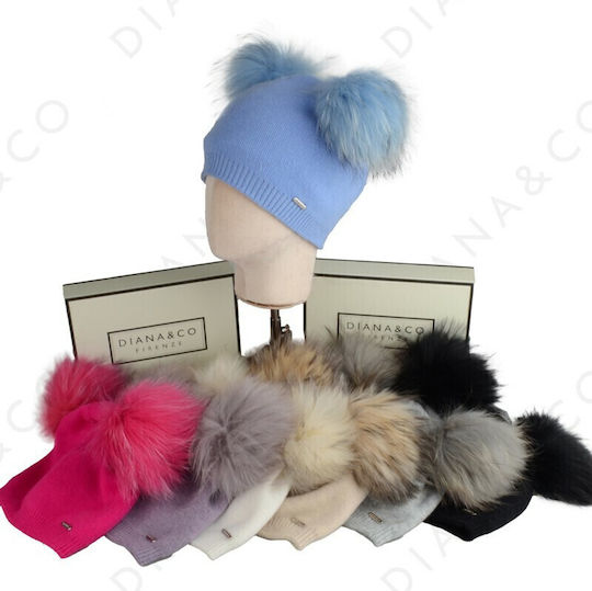 Pom Pom Beanie Γυναικείος Σκούφος Πλεκτός σε Λιλά χρώμα