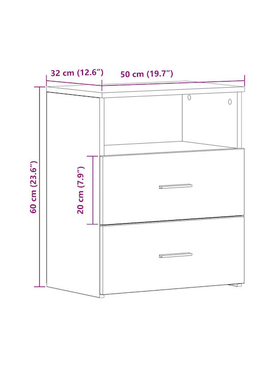 Nachttisch Black oak 50x32x60cm