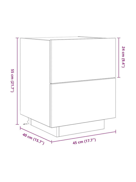 Κομοδίνο από Μασίφ Ξύλο Μαύρη δρυς 45x40x55cm