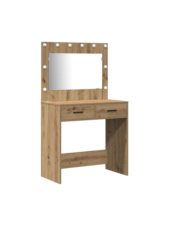 Floor-Standing Makeup Dressing Table Made of Solid Cedar Wood with Mirror 40x40.5x135cm
