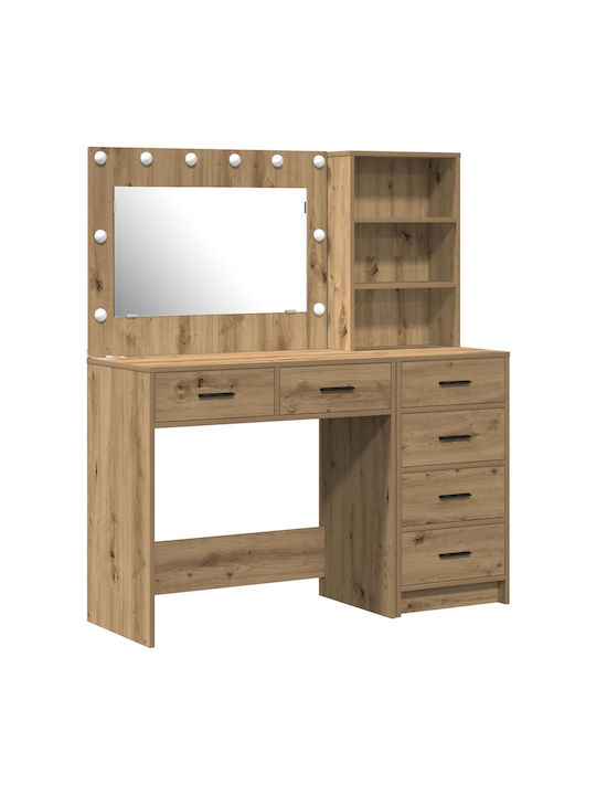 Floor-Standing Makeup Dressing Table Made of Solid Cedar Wood with Mirror 40x40.5x135cm