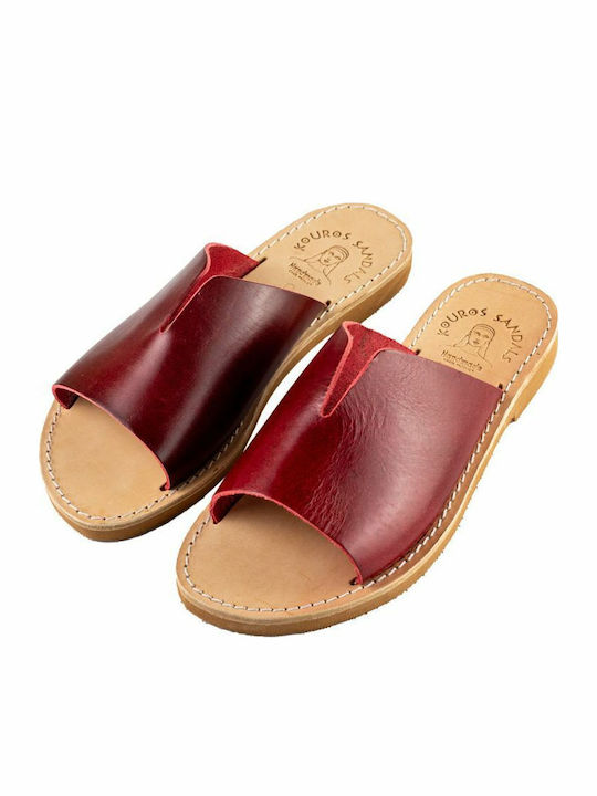 Leder Flache Sandalen für Damen in Rot Farbe