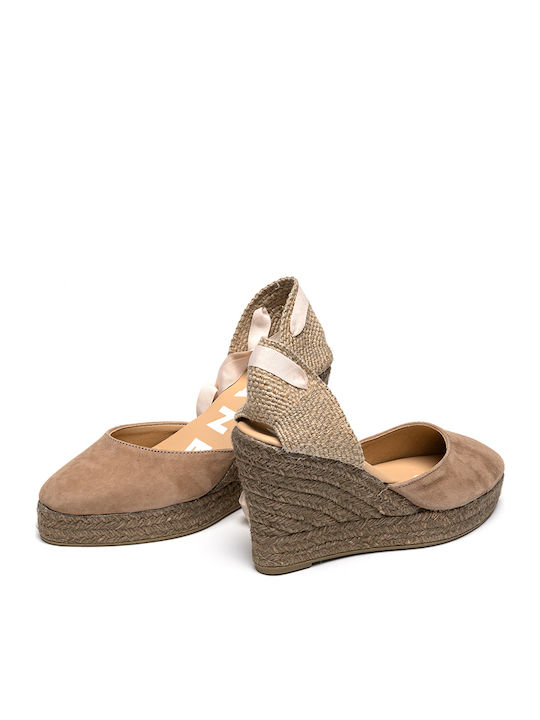 Women's Suede Platform Espadrilles Beige