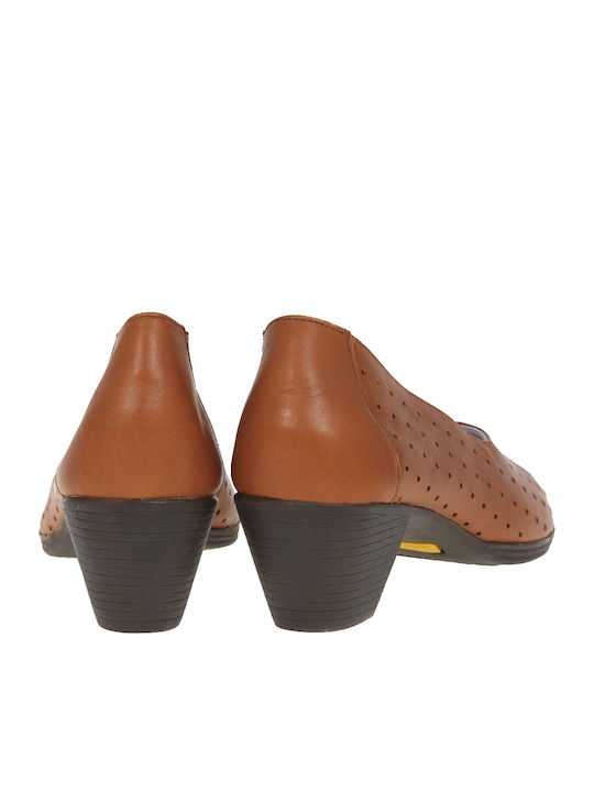 Leder Pumps Tabac Braun