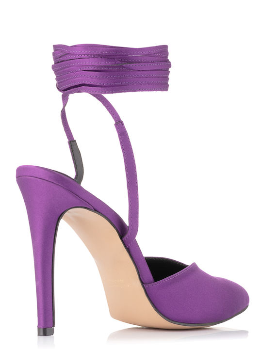 Leather Pointed Toe Purple Heels