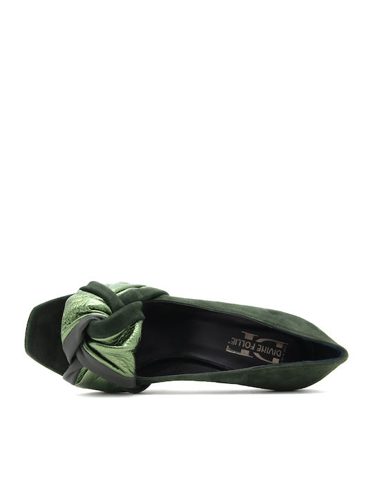 Leather Green Heels High Heel Pumps Women