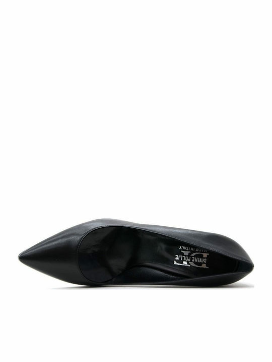 Leder Pumps mit Chunky hohem Absatz Schwarz