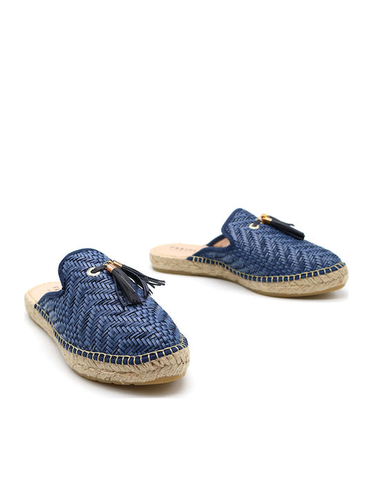 Mules με Χοντρό Ψηλό Τακούνι σε Navy Μπλε Χρώμα