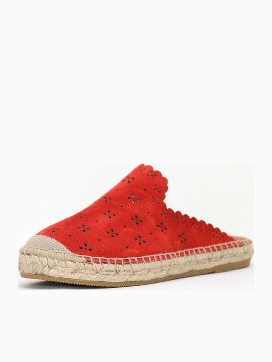 Flat Δερμάτινα Mules σε Κόκκινο Χρώμα
