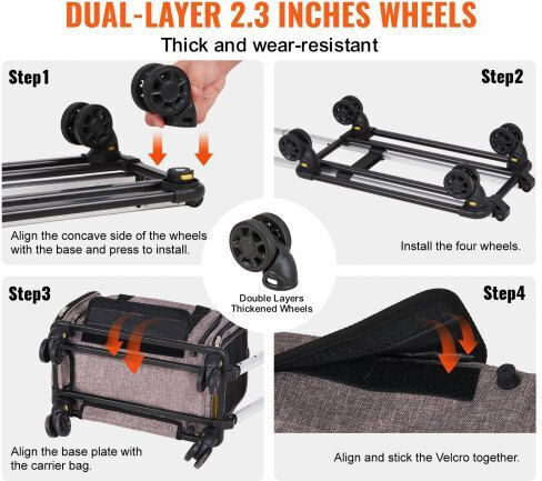Vevor Small Animal Transport Bag 445x285x290 Mm Max 11 Kg 4 Wheels Aluminum Handle