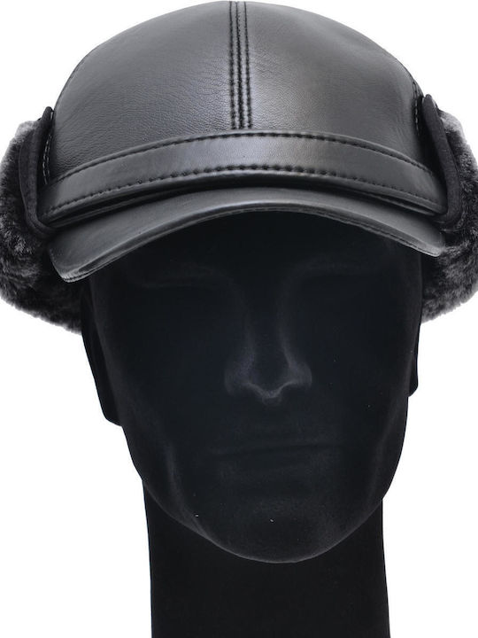 Leather 100 Leather Men's Hat Code Hat Fur-2 Black Leather 100 Leather Men's Hat Code Hat Fur-2 Black